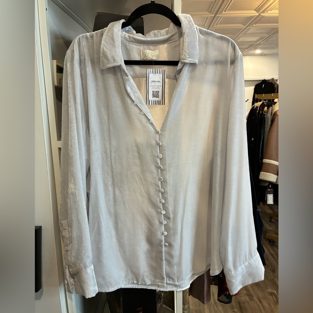 J.Crew white velvet button down size S